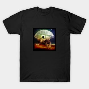 Astronaut on the Moon, seated, reading a newspaper. T-Shirt